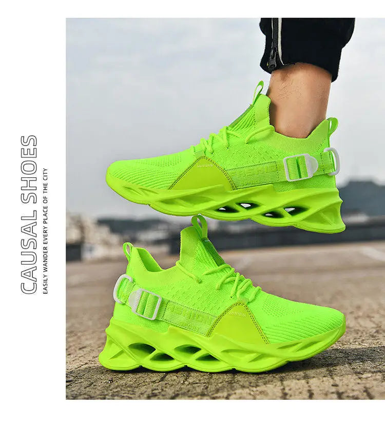 Modische lila Freizeit-Sneaker für Damen und Herren, Blade-Laufschuhe, große Größe 48, leichte, atmungsaktive Sportschuhe für Herren, Mesh-Sneaker