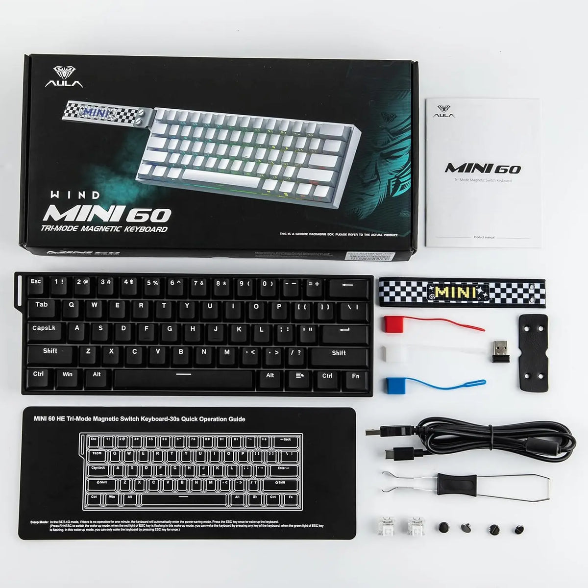 AULA Mini60 HE/Pro/Max 60% Magnetic Switch Gaming Keyboard RGB Tri Mode Mechanical Keyboard 8000Hz 0.01mmRT for E-Sports Gifts
