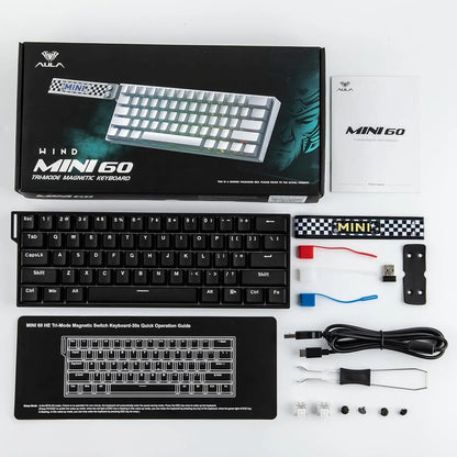 AULA Mini60 HE/Pro/Max 60% Magnetic Switch Gaming Keyboard RGB Tri Mode Mechanical Keyboard 8000Hz 0.01mmRT for E-Sports Gifts