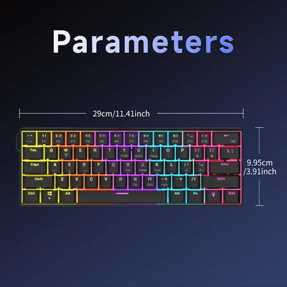 AJAZZ NK61 kabelgebundene mechanische Gaming-Tastatur 60% RGB Hot-Swappable 61 Tasten Red Switch Mini-Tastatur für Gamer-PC