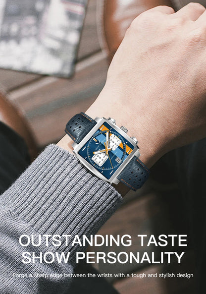 2024 Specht & Sohne New Classic Men's Quartz Watch Blue Color Stainless Steel Japan VK63 Movement Genuine Leather Montre Homme 39MM