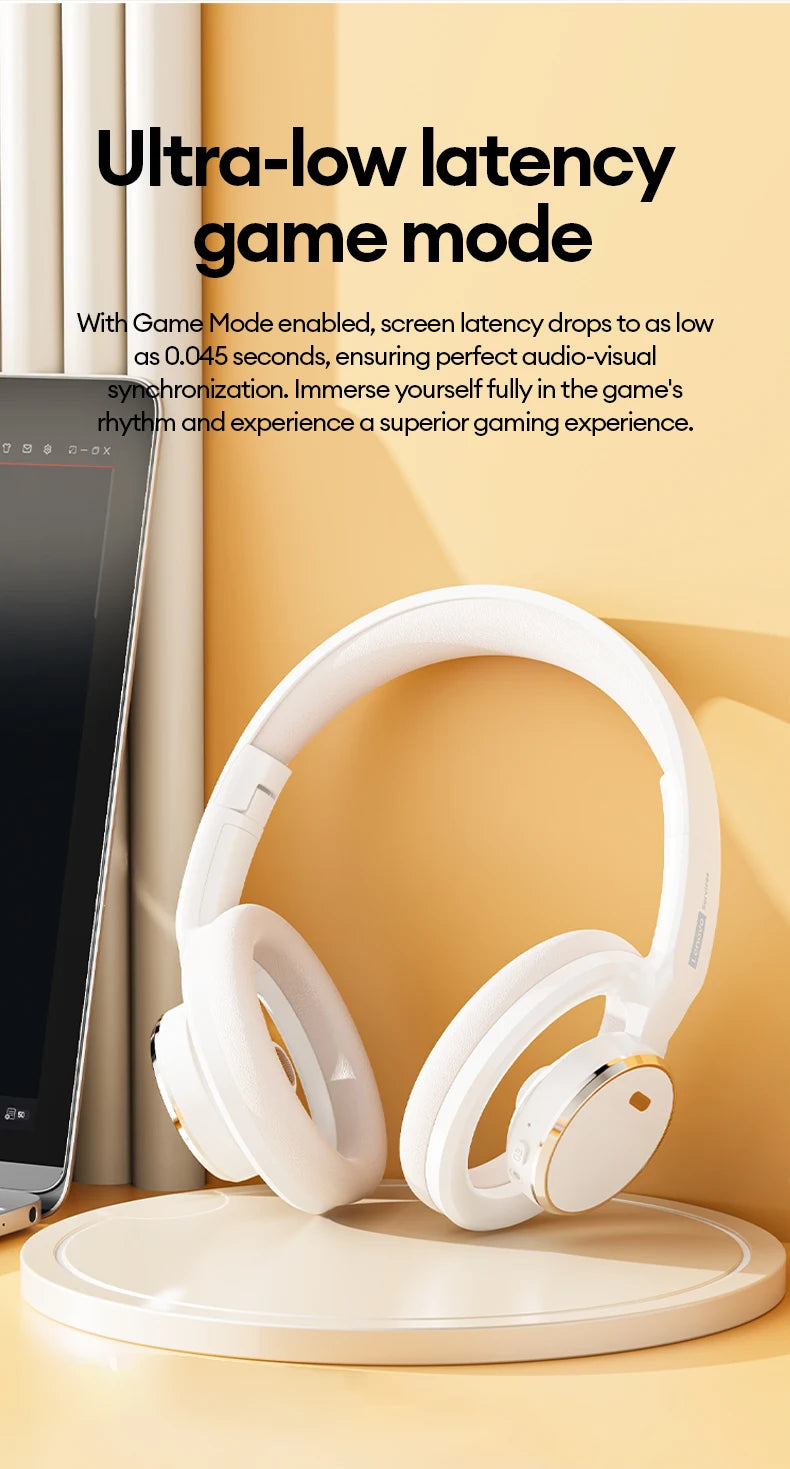 Choice Lenovo Gaming Headset Wireless Bluetooth 6.0 Earphones Foldable Sport Over Ear Headphone with HD Mic Gifts LS116