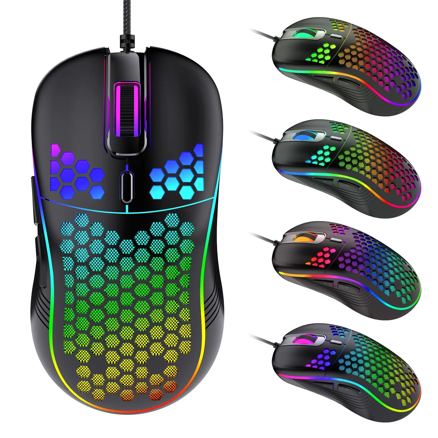 VAORLO USB Wired Gaming Mouse 7200DPI Adjustable Optical Gaming Mouse with RGB Lighting, Ergonomic Mechanical Gaming Mouse for PC, Laptop & Office