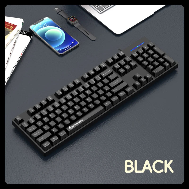 104Keys Wired Gaming Keyboard Ergonomics Splash Water Colorful ABS Wear-resistant Keycaps Keyboards with Technology Light Key