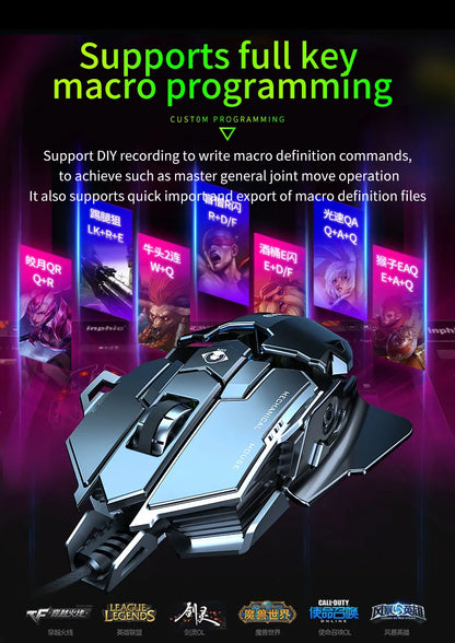 Mechanical Metal Gaming Mouse Wired Ergonomic RGB Gaming Mouse, 12800 DPI Optical USB Gaming Mouse with 7 Programmable Buttons for PC & Laptop