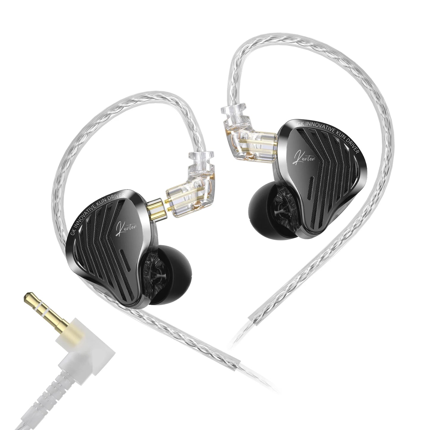 GK KUNTEN HiFi Dynamic Driver Earphones Wired In-Ear Headphones with Microphone, Detachable Cable DJ Music Earbuds, Professional HiFi Audio Earphones