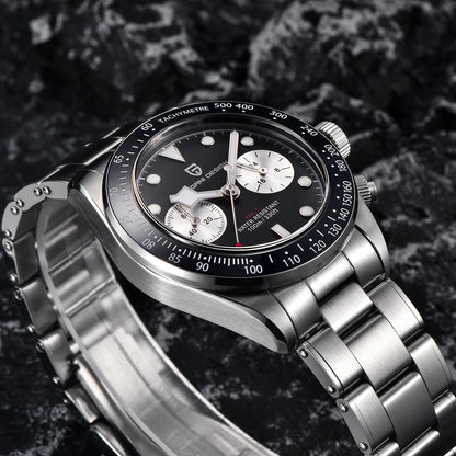 Zegarek męski PAGANI DESIGN „Panda” – luksusowy chronograf kwarcowy, wodoodporny, szkło szafirowe z powłoką antyrefleksyjną, sportowy zegarek z luminescencyjnymi wskaźnikami