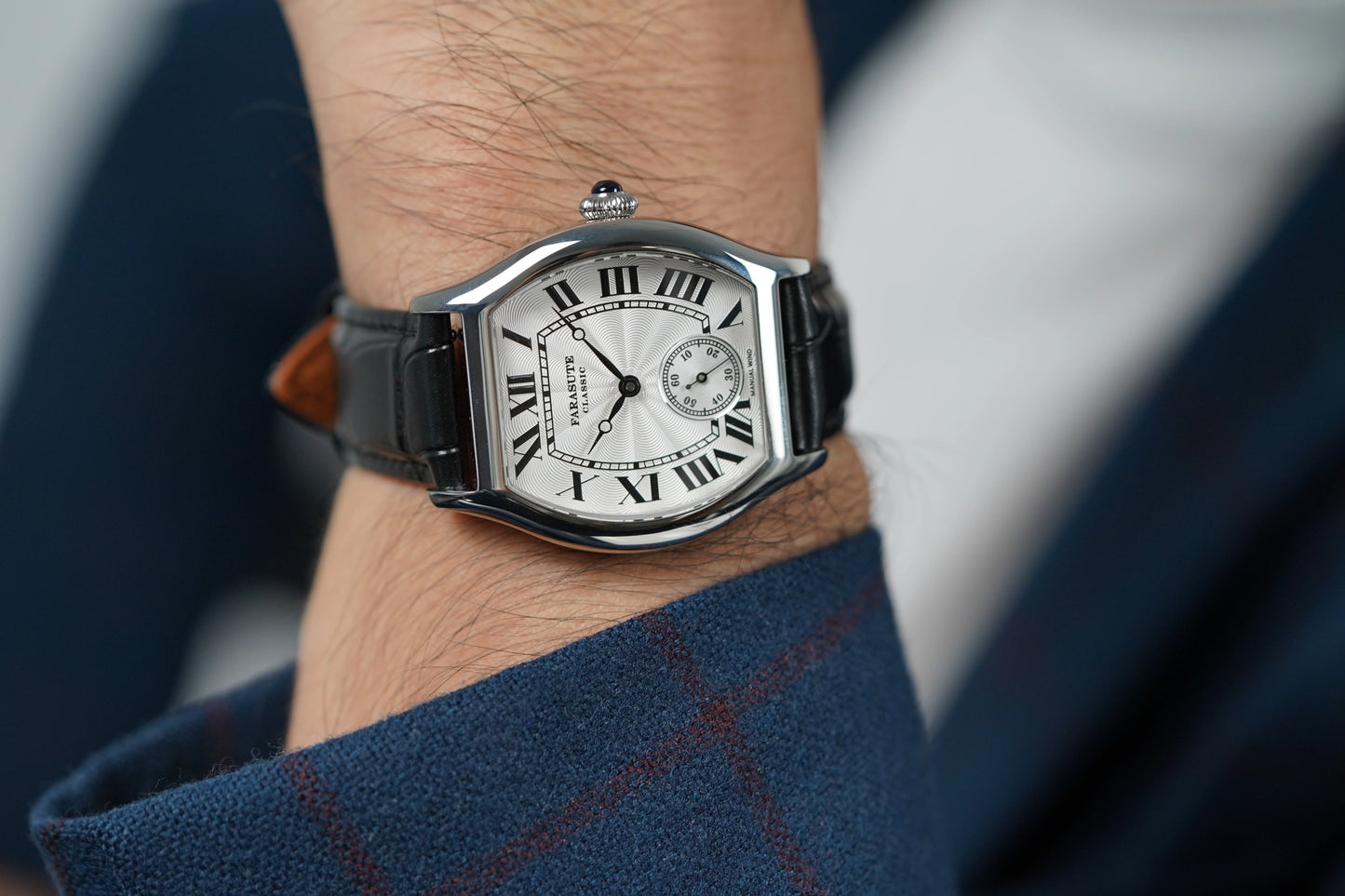 FARASUTE 36mm Retro Hangzhou Customized Manual Mechanical Movement Wristwatches Sapphire 5Bar Waterproof Watch Men reloj hombre