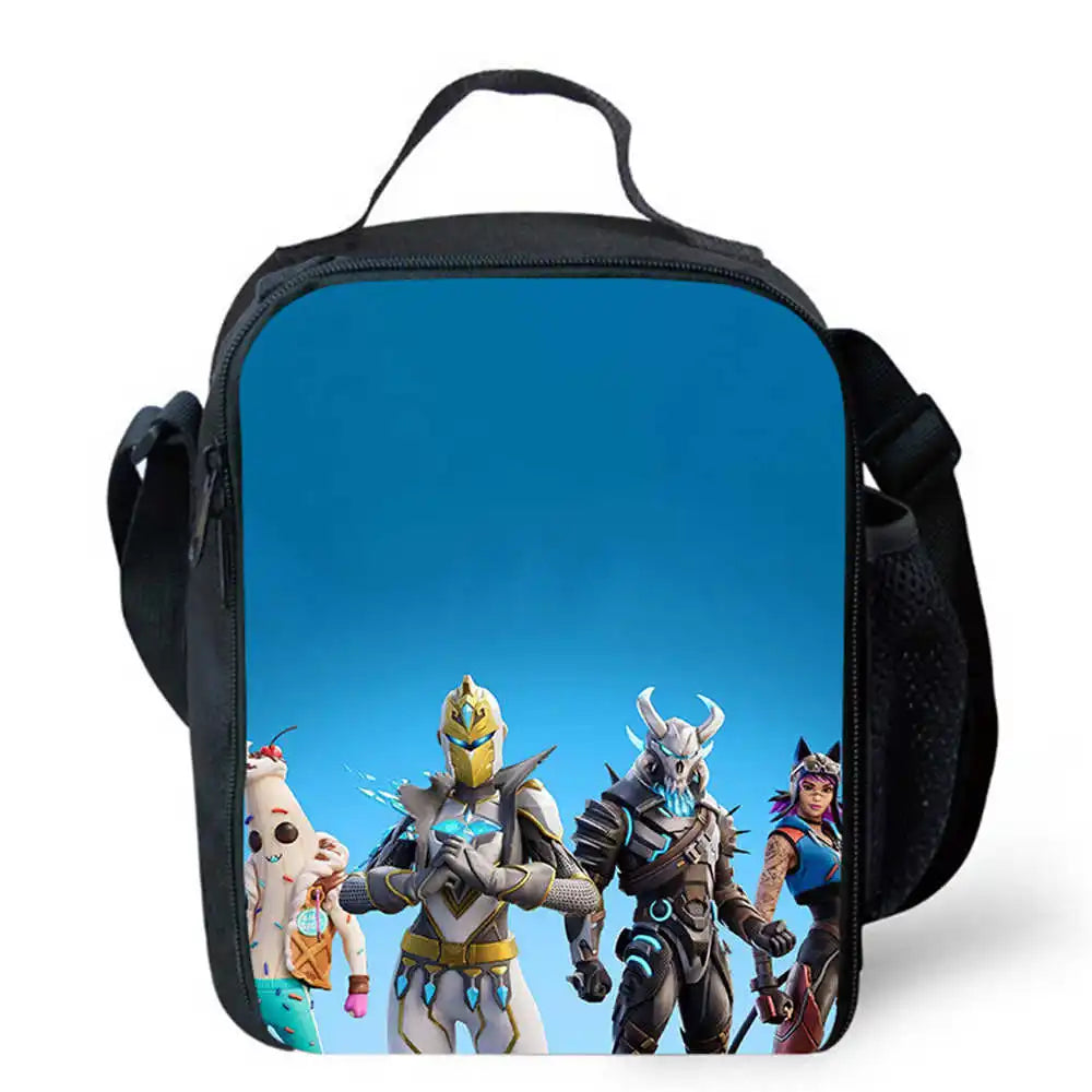 Sacos de Almoço para Crianças, Sacos de Piquenique Escolares Cartoon Fort-nite para Meninas e Meninos, Sacos de Almoço Térmicos para Crianças, Portáteis e Leves