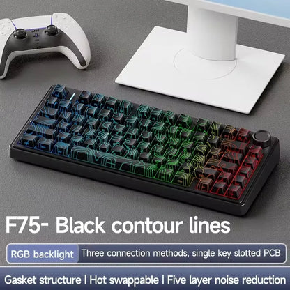 AULA F75/F75 MAX Gaming Mechanical Keyboard 2.4G Wireless/BT/Wired Keyboard 75% 81 Key Hot-Swap RGB Contour Line Office Keyboard
