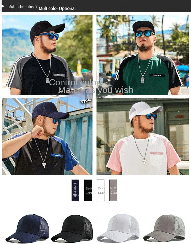 Oversize Trucker-kasket med store masker til mænd med stort hoved – XXL-baseballkasket – åndbar „Dad Hat“ – 58–60 cm, 60–65 cm