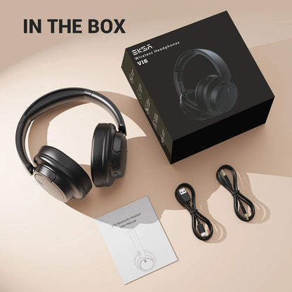 OneOdio EKSA V16 Bluetooth 5.3 Wireless Headphones with Mic, Hi-Res HiFi Over Ear Headset, 90H Battery, Bass Mode, Wired & Wireless Audio