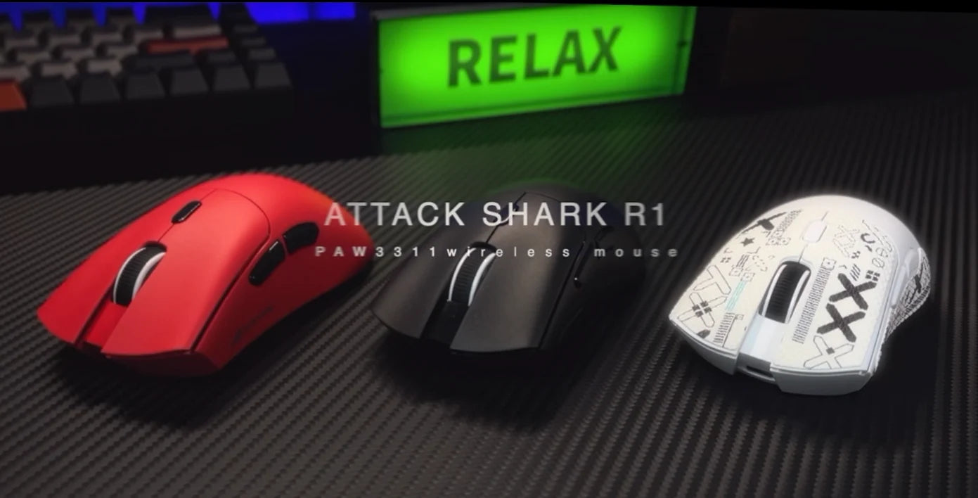 ATTACK SHARK R1 Tri-Mode Gaming Mouse, 59g Ultralight Wireless Gaming Mouse, PixArt PAW3311 Sensor, 18000 DPI, Bluetooth, 2.4GHz & Wired RGB Gaming Mouse