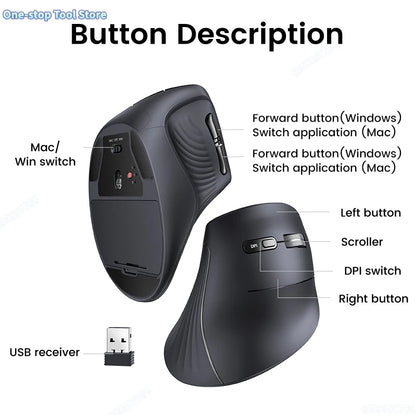 Draadloze muis Bluetooth 5.0 2.4G ergonomisch 4000DPI 6 stille knoppen voor MacBook, tablet, laptops, computer en pc