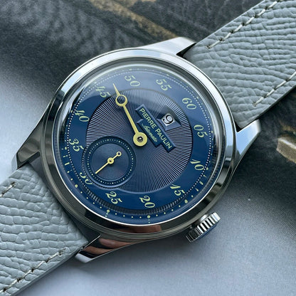 Spot goods NEW Pierre Paulin Jumping Hour Men Watch Salmon Dial Automatic St17 Mechanical Watch Vintage Date Window 38mm
