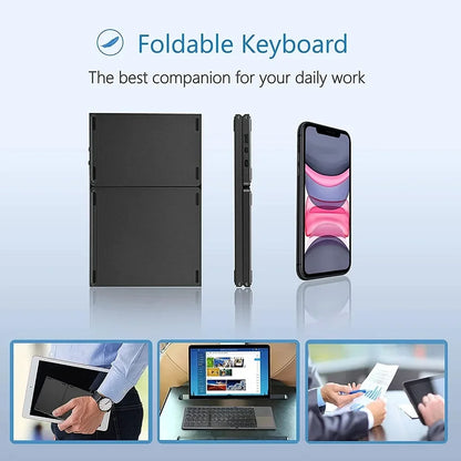 Russian/Spanish/English B033 Mini Foldable keyboard, Wireless Bluetooth Keyboard Recharger with Touchpad for Windows Android IOS