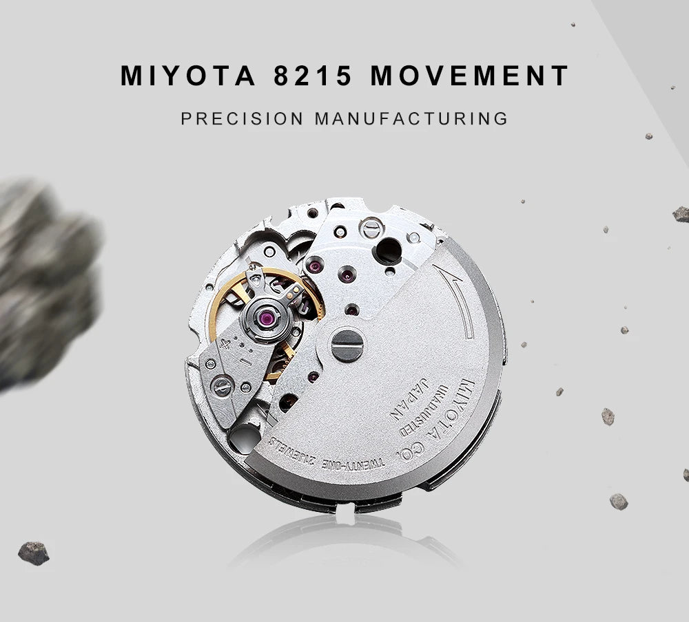 CADISEN 38MM Men's Automatic Mechanical Watch Luxury AR Sapphire Glass Water Resistant Stainless Steel MIYOTA 8215 Reloj Hombre