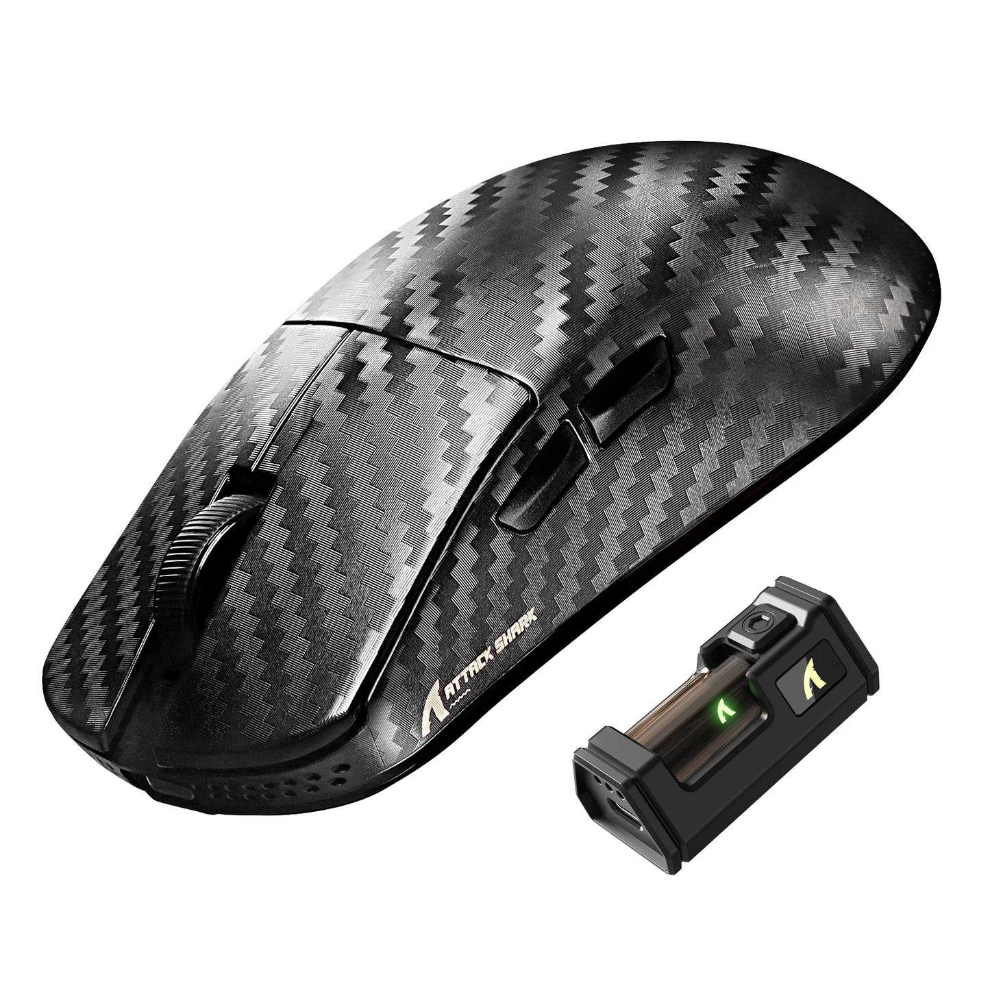 Mouse de gaming wireless ATTACK SHARK R11 ULTRA din fibră de carbon, 8000Hz, PAW3950MAX, 42000DPI, greutate redusă 49g, 20000FPS, Nordic 52840