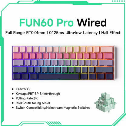 Akko MonsGeek FUN60 Magnetic Switch Mechanical Keyboard 60% Gaming Keyboard with Rapid Trigger 0.01mm, 8K Polling Rate, ARGB, Custom Mechanical Keyboard