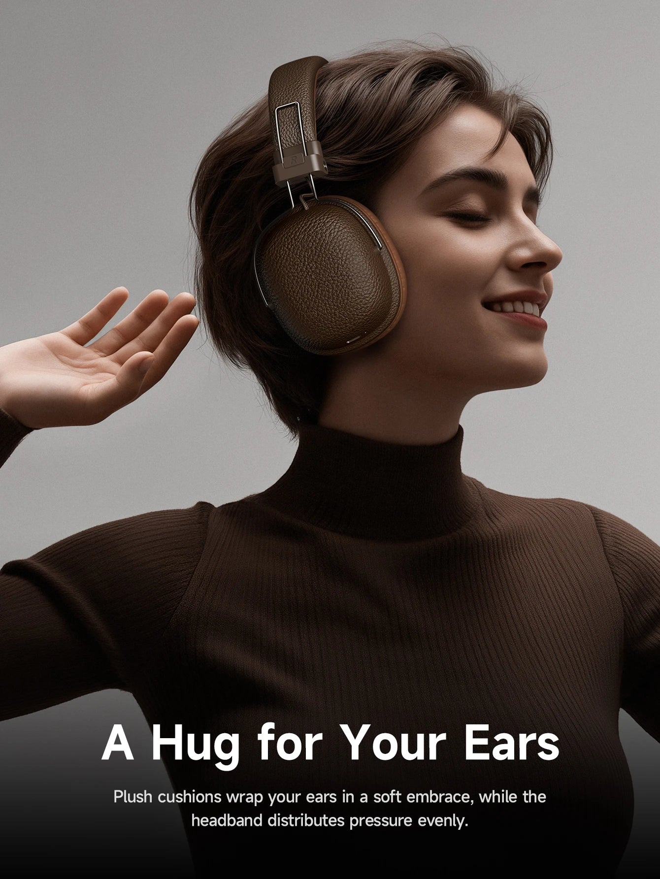 HOCO W64 Retro Bluetooth 5.4 Wireless Headphones with 40mm Deep Bass, PU Leather Over-Ear HiFi Music Headset for Sports & Travel