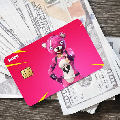 Autocolantes de cartões de jogo Fortnite Cuddle Team Leader para cartões bancários, película protetora impermeável, presente surpresa
