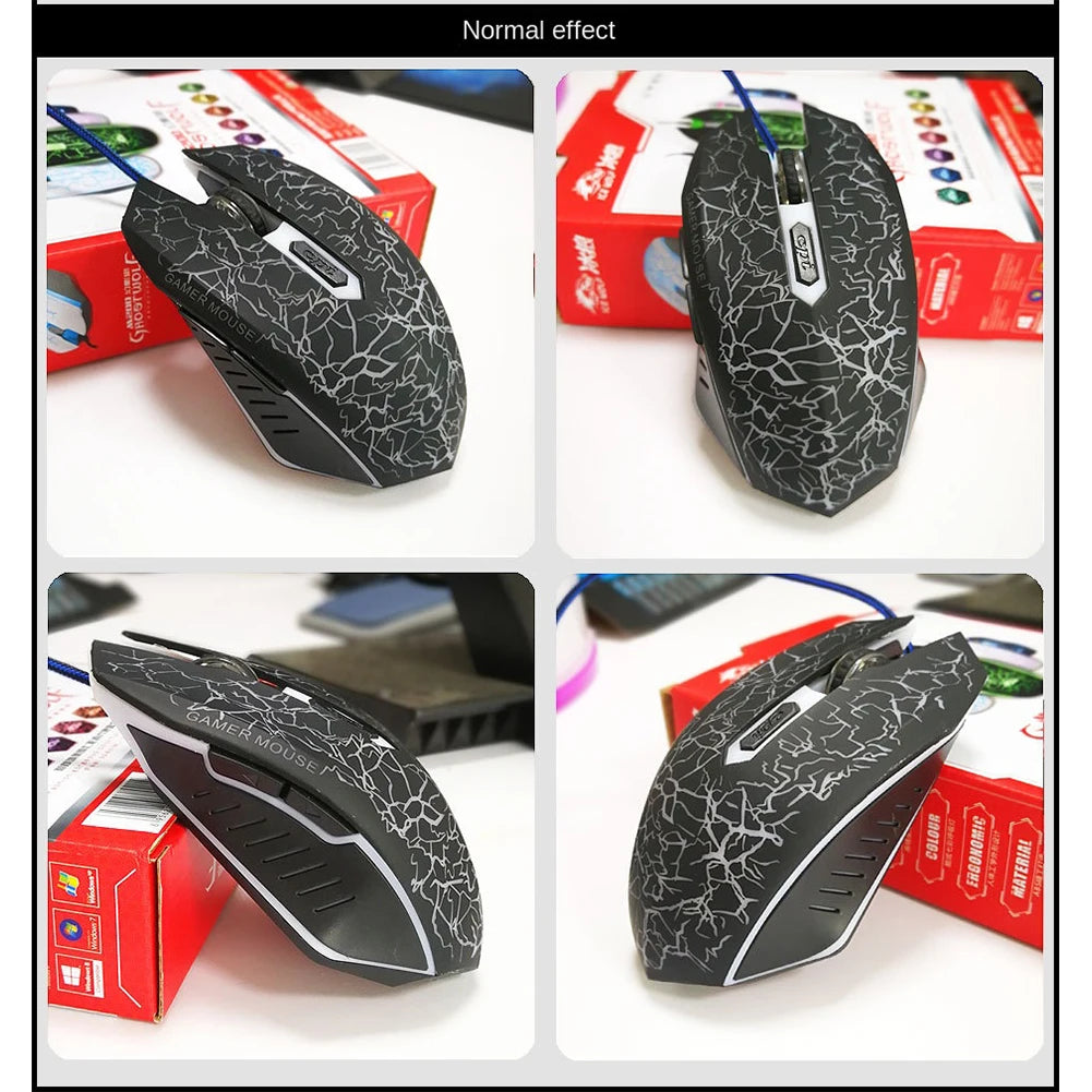 2400 DPI USB žičani gaming miš s LED pozadinskim osvjetljenjem, profesionalni ergonomski gamerski miš za PC, prijenosno računalo i MacBook