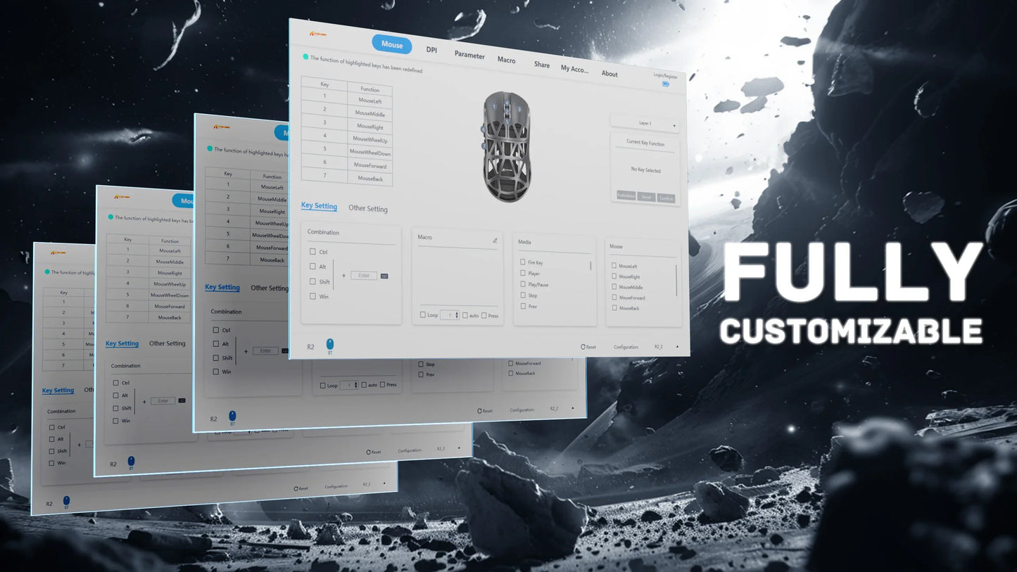 ATTACK SHARK R2 Gaming Mouse Magnesium Alloy, PAW3950 Sensor, Tri-Mode Wireless, 42000 DPI, 8000Hz, 45g Ultralight Gaming Mouse