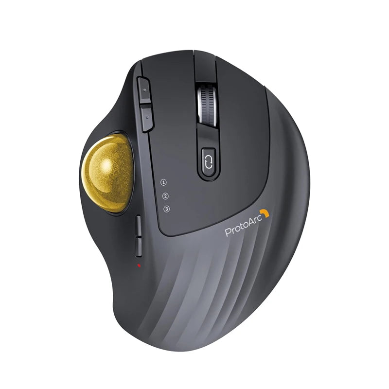 ProtoArc EM01 NL Wireless Trackball Mouse, Ergonomic Bluetooth Thumb Trackball Mouse, Rechargeable Multi-Device Wireless Mouse for Laptop, PC & Mac