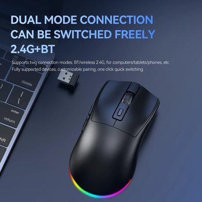 X3 Wireless Bluetooth Mouse Dual-Mode 2.4G Gaming Mouse, Rechargeable RGB Wireless Bluetooth Mouse with Adjustable DPI, Lightweight Ergonomic Mouse