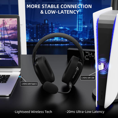 Auriculares gaming ATTACK SHARK L80PRO 3 en 1 – Auriculares Bluetooth inalámbricos de baja latencia con doble micrófono, sonido Hi-Fi de 40mm y conexión estable
