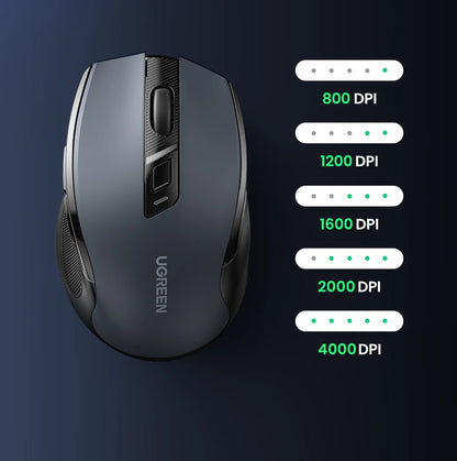 UGREEN Wireless Ergonomic Mouse 4000 DPI Silent Wireless Mouse with 6 Buttons, 2.4G & Bluetooth Ergonomic Mouse for Laptop, MacBook, PC & Tablet