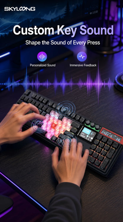SKYLOONG GK104 Pro Wireless Mechanical Keyboar Full-Size Gamer Keyboard RGB Backlit Voice Calculator 8K Polling Rate for PC