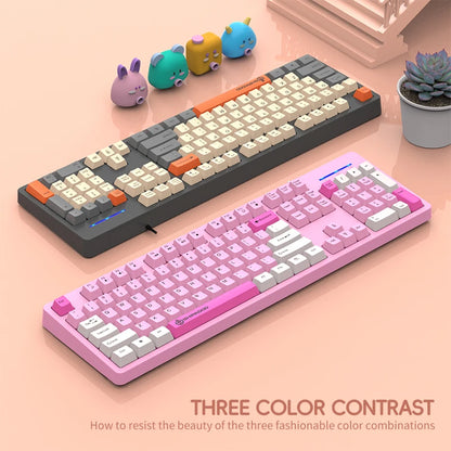 104Keys Wired Gaming Keyboard Ergonomics Splash Water Colorful ABS Wear-resistant Keycaps Keyboards with Technology Light Key