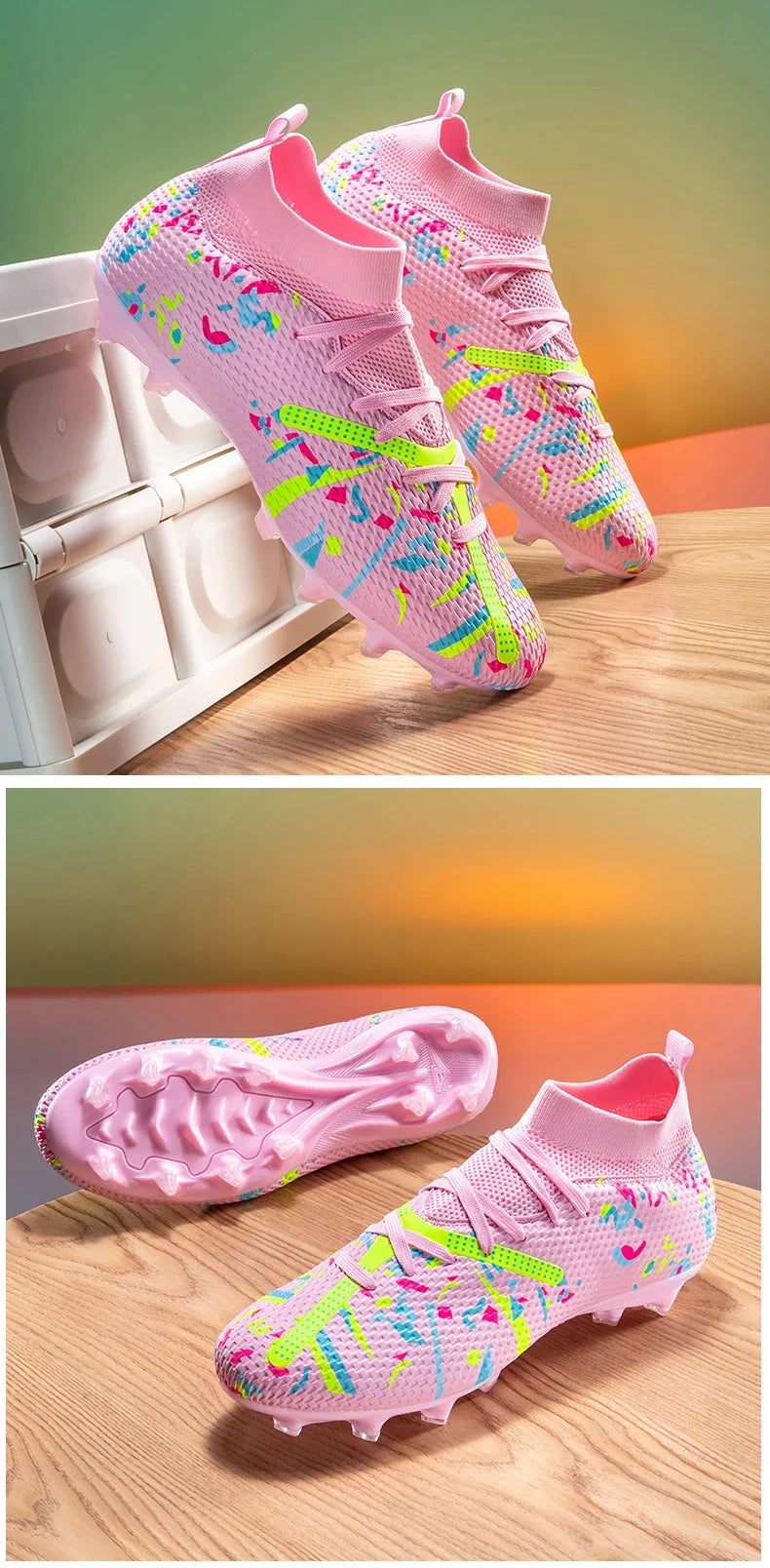 Nouvelles chaussures de football pour hommes, chaussures d'entraînement, crampons de football, baskets de match, chaussures de sport pour terrain gazonné, antidérapantes, professionnelles, ultralégères, unisexes.