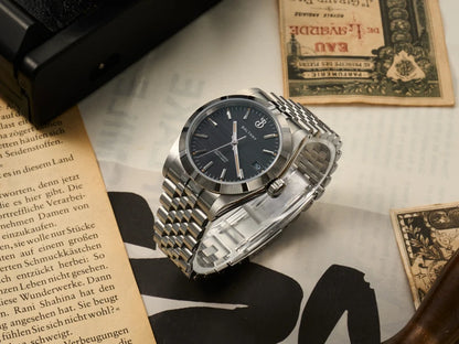 Baltany S4102 Business Man Automatic Mechanical Wristwatch 36mm Linen Dial Engine Turned Bezel NH35 Luxury Dress Watch For Man