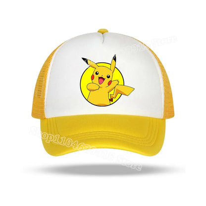 Pokemons Baseball Cap Cartoon Anime Charmander Pikachu Squirtle Headwear Summer Adjustable Breathable Mesh Hats Birthday Gift