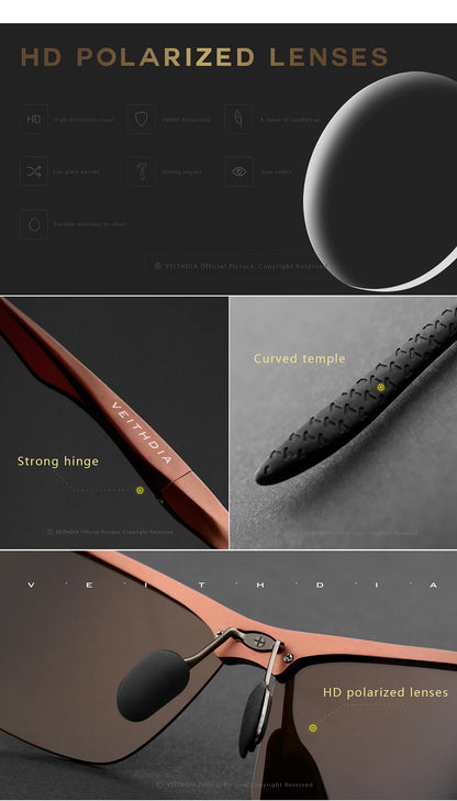 VEITHDIA Men's Sunglasse Outdoor Polarized UV400 Lens Rectangle Rimless Driving Fishing Sun Glasses Sports Eyewear For Male 6535