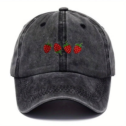 Strawberry printed baseball cap with adjustable sunshade, fashionable duckbill cap for both men and women, soft top design