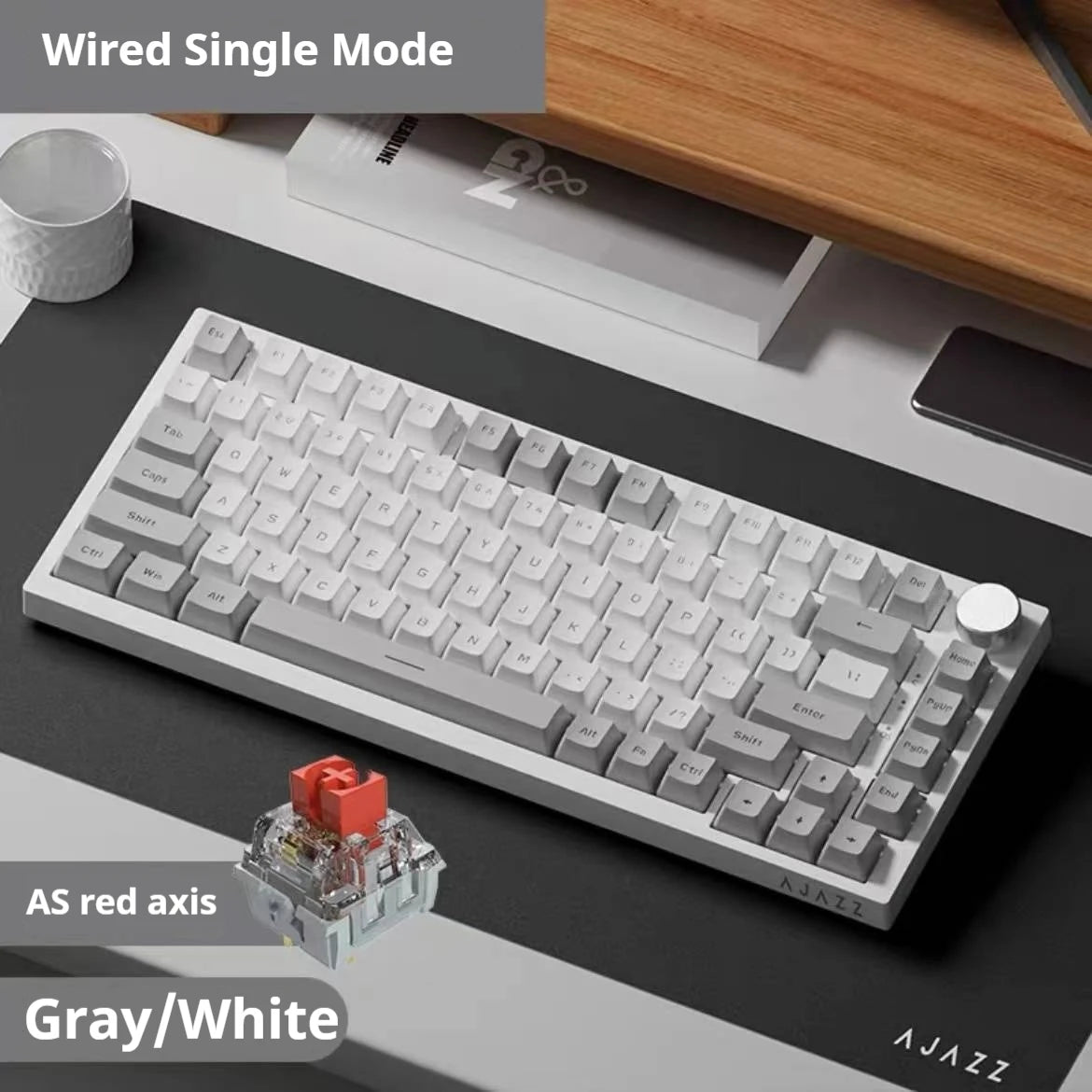 Ajazz AK820/AK820Pro Gaming Mechanical Keyboard Bluetooth 2.4G wireless/wired with hot-swappable volume buttons