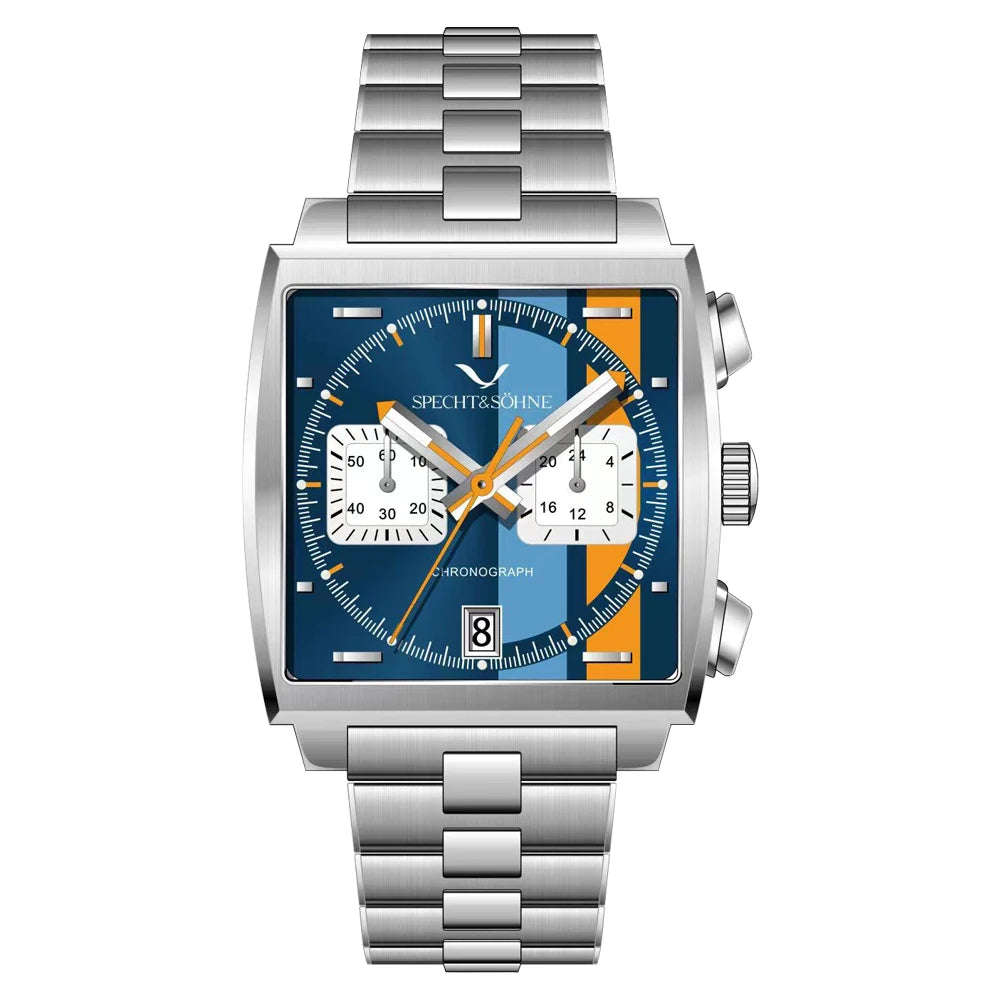 Specht&Sohne New Arrivals Japan VK64 Chronograph Men Quartz Watch 316L Stainless Steel Leather Strap Luminous Waterproof 30M