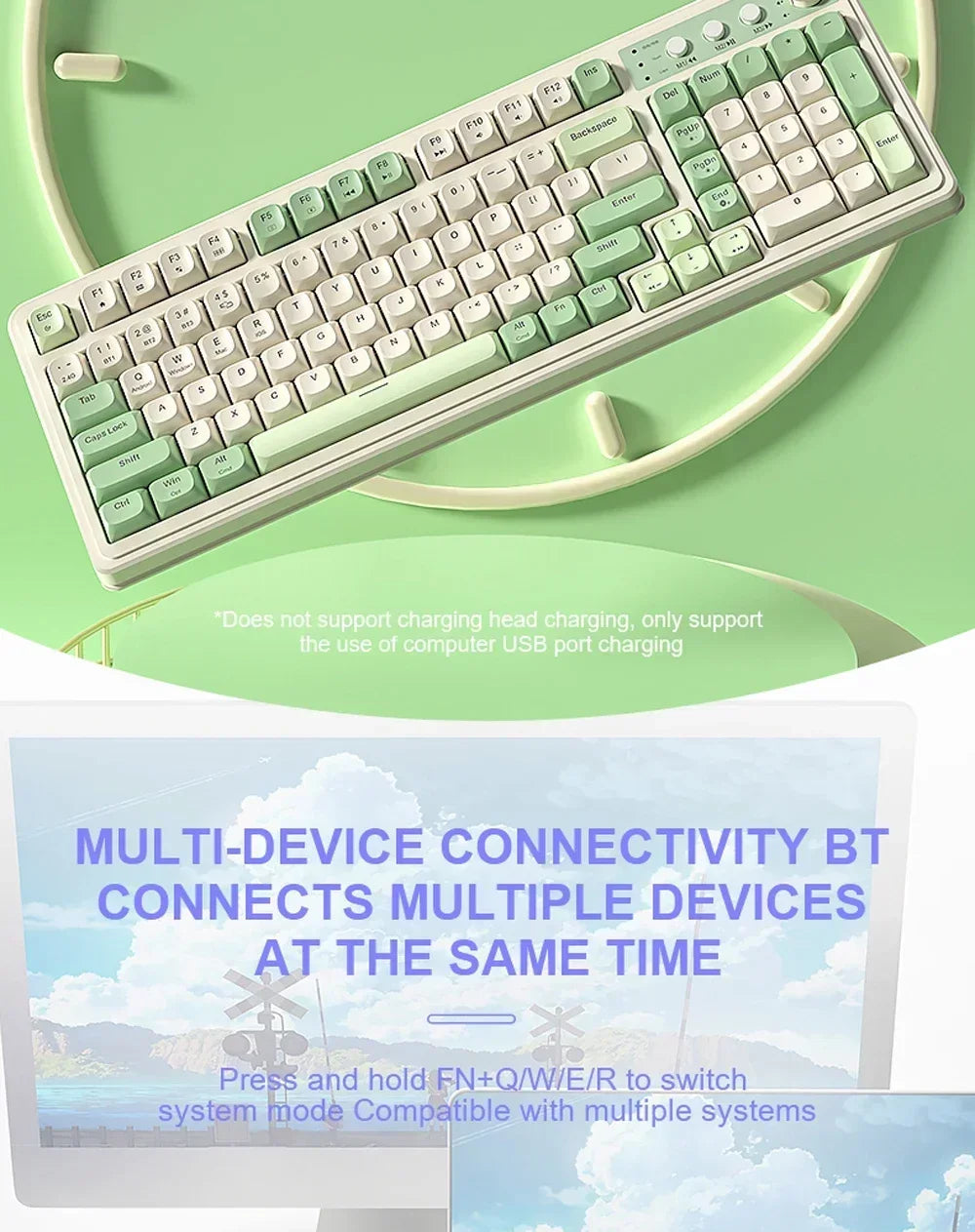 AULA S99 Keyboard 3-Mode Wireless Bluetooth Wired RGB Ergonomic 99-Key Typing Mute Gaming Keyboard Custom PC Accessories Gifts
