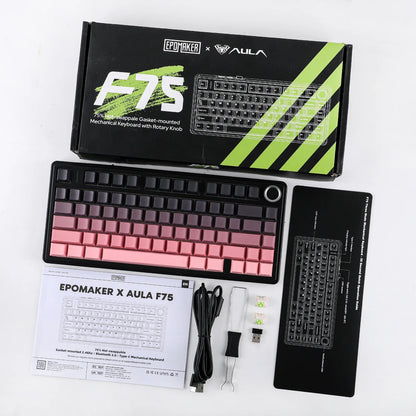The New Hot-Selling EPOMAKER x AULA F75 75% ANSI Hot-Swappable Washer Bluetooth 5.0/2.4G Wireless/wired Mechanical Keyboard PBT
