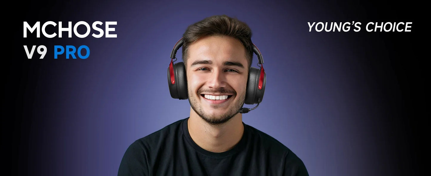MCHOSE V9 Pro Gaming Wireless Headset7.1 Surround Sound Headphones Noise Canceling Mic Low Latency Lightweight for PS5 PC SWITCH