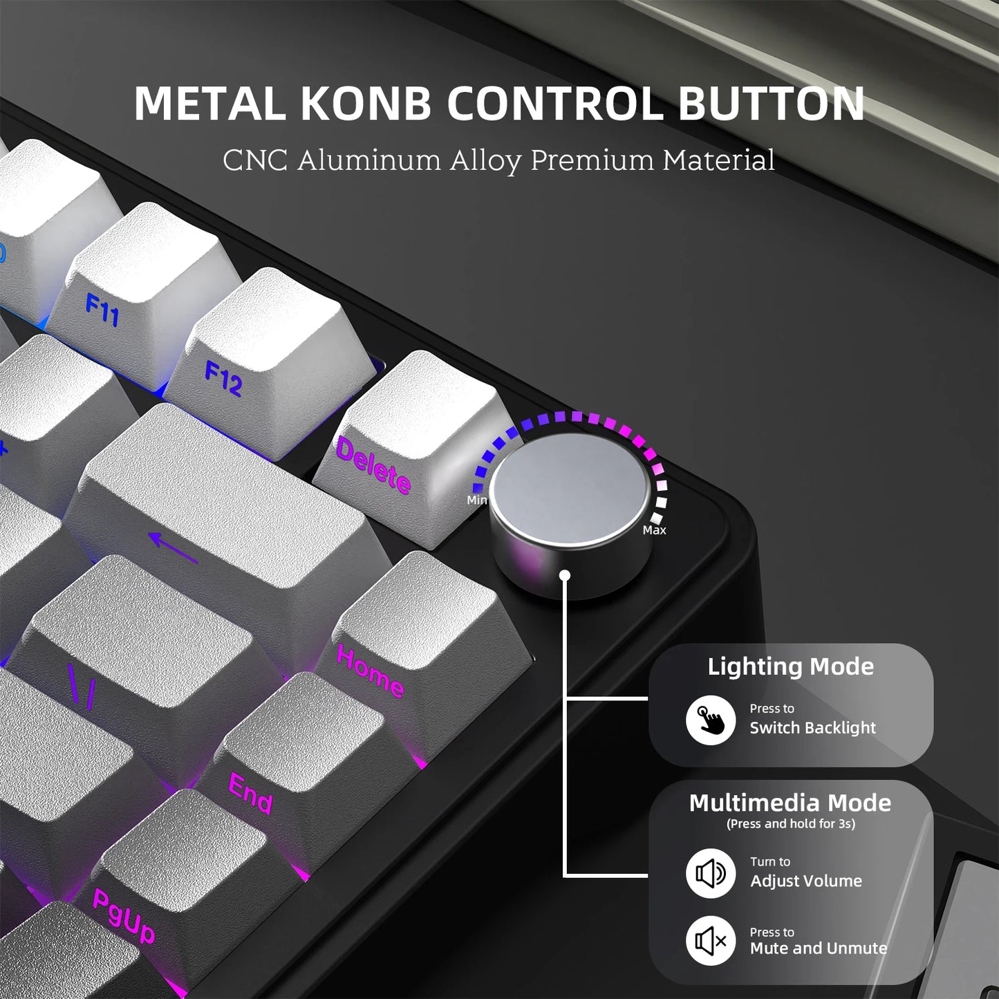 ATTACK SHARK X85 Tri-Mode-Gasket 75% mechanische Tastatur mit CNC-Drehknopf, 5-lagiger Dämpfung, Hot-Swap-Funktion, RGB-Hintergrundbeleuchtung, NKRO