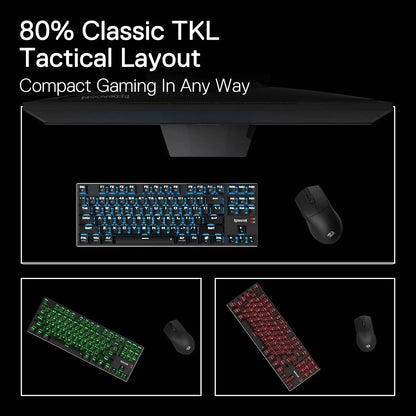Redragon K556 PRO TKL Wireless RGB Gaming Keyboard, 87-Key Tri-Mode Hot-Swappable Mechanical Keyboard with Bluetooth, 2.4GHz & USB-C for Windows & Mac
