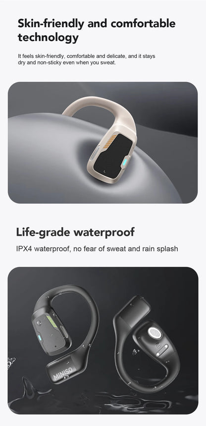 AI MINISO M98 Wireless Headphones OWS Bluetooth Earphones with AI Translator, Gaming Headset, Open Ear Sports Earbuds, LCD Touch Screen IPX5 Waterproof