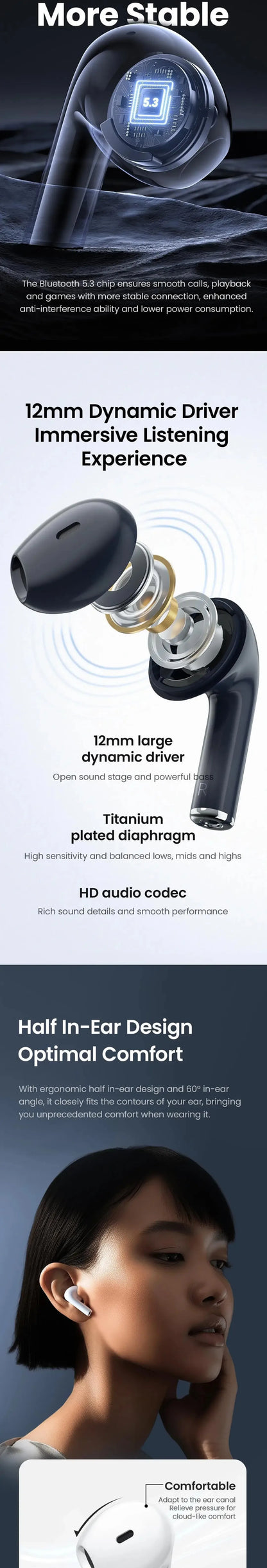 HAYLOU X1 2023 TWS Bluetooth 5.3 Earphones Wireless Earbuds with 24H Battery, IPX4 Waterproof, APP Control, Low Latency Stereo Headphones