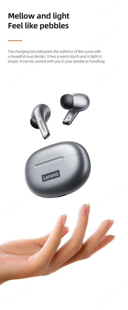 Lenovo LP5 TWS Wireless Bluetooth Earphones with Mic, Lenovo LP5 Gaming Earbuds Bluetooth 5.3 Headphones, Noise Cancelling Sports Earbuds with HD Calls & Charging Case