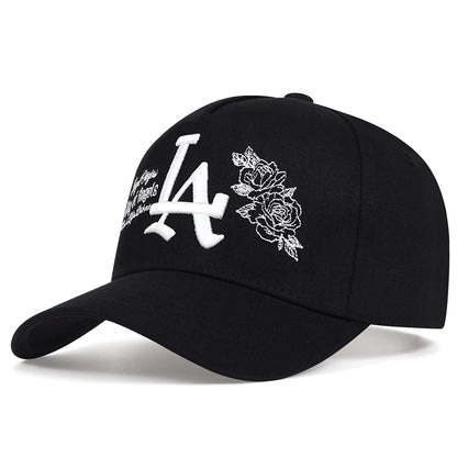 Unisex LA Rose Embroidery Snapback Baseball Caps Spring and Autumn Outdoor Adjustable Casual Hats Sunscreen Hat Sports Cap