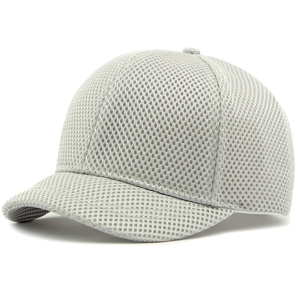 HT4828 Casquette de baseball à visière courte de 5 cm pour homme, 6 panneaux, en maille respirante, style « trucker », pour hommes et femmes, unie, à fermeture à pression